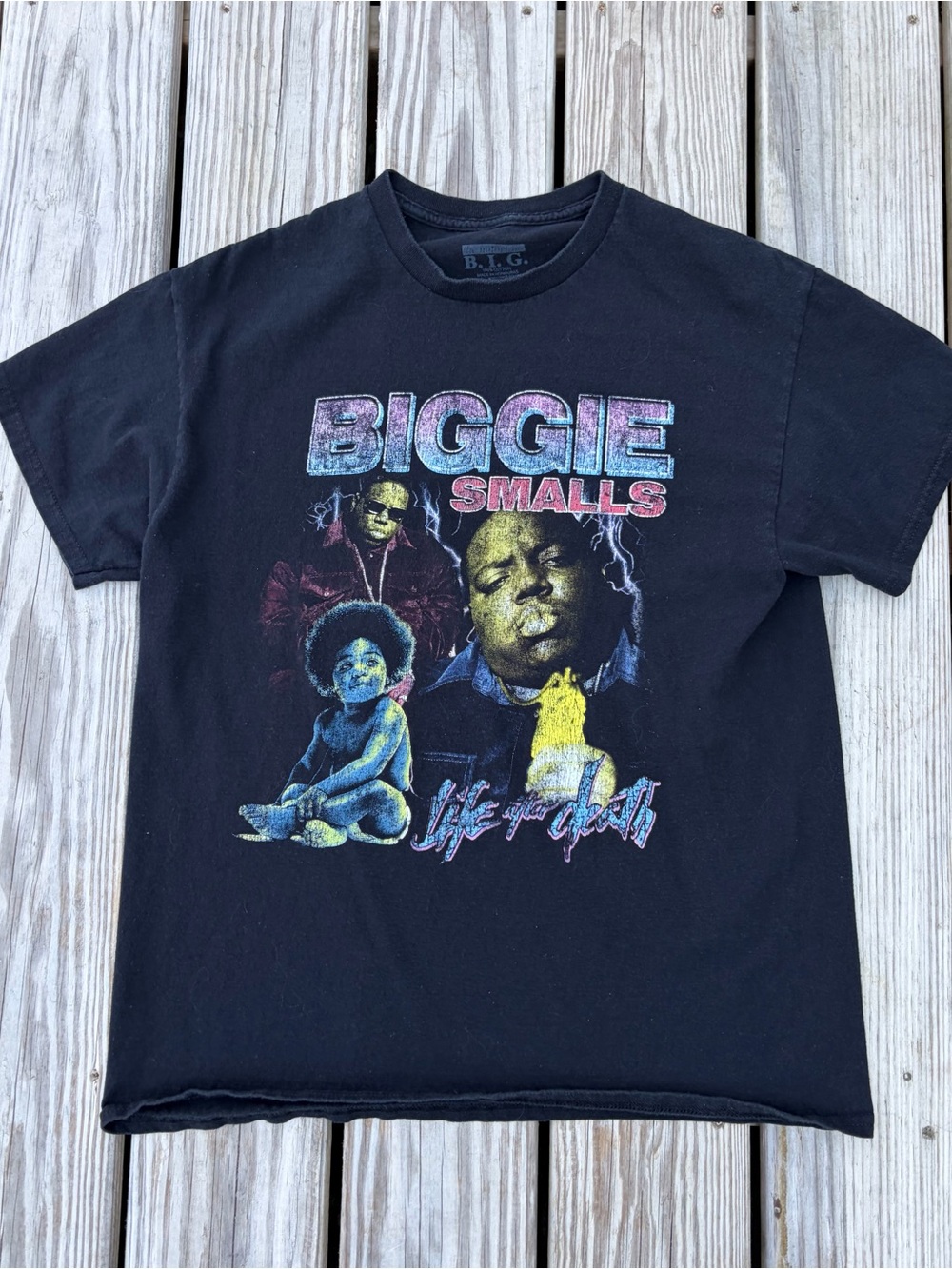 Biggie Smalls Life After Death Collage Black Graphic T-Shirt L